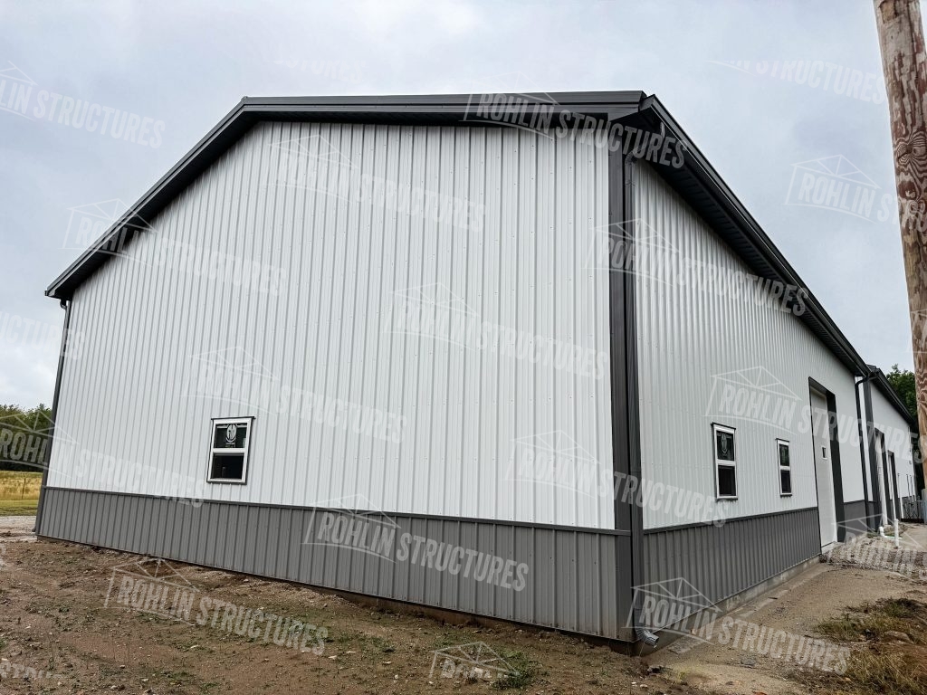 Custom metal pole barn building constructed by Rohlin Structures in Missouri.